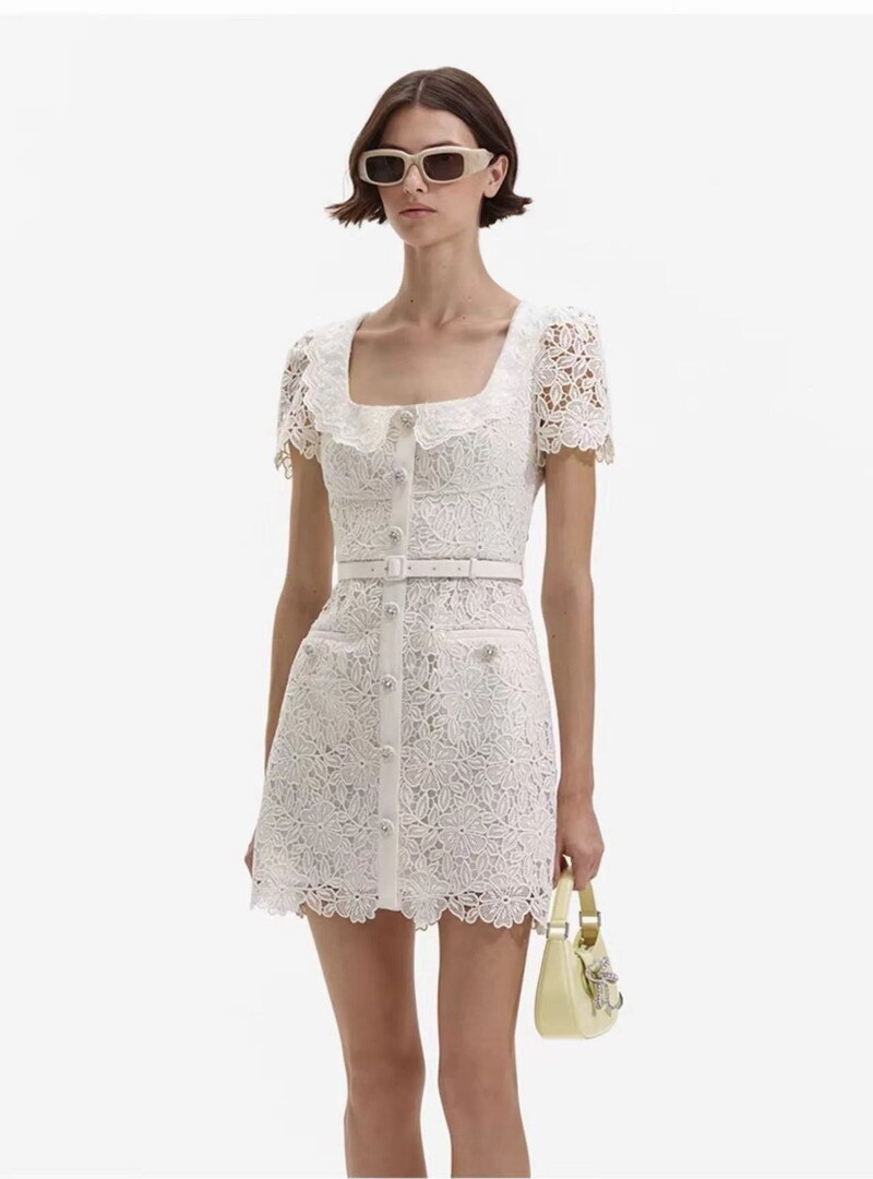 Self Portrait Women’s Neckline Hollowed Out Lace Dress