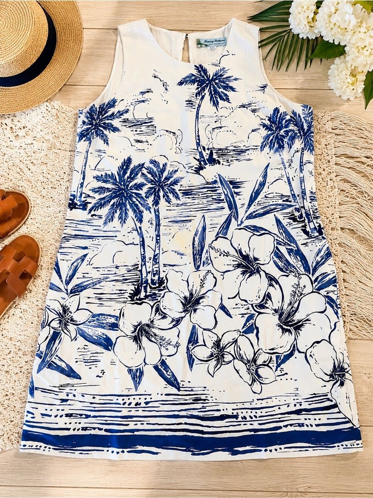 Tommy Bahama *Silk* Tropical Palm Floral Shift Dress | Size Large