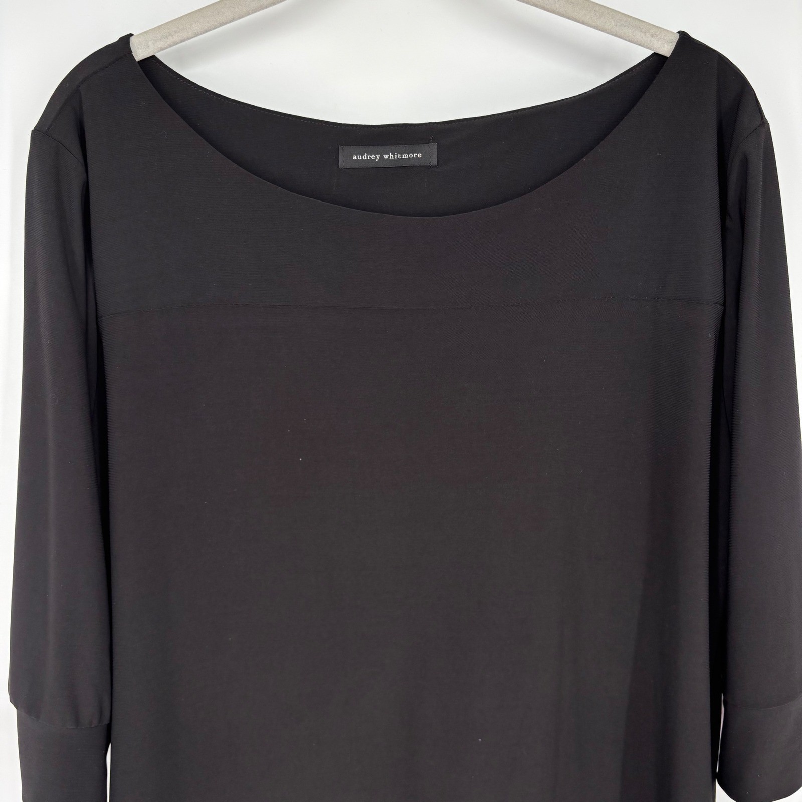 Audrey Whitmore Sutton Dress Sz XL Boat Neck 3/4 Sleeve Minimalist LBD Timeless