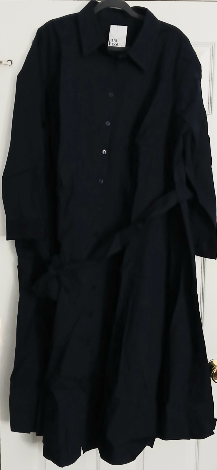Pari Passu Poplin Shirtdress Size B8 (US 26) Blue Long Sleeve Button Front Belt