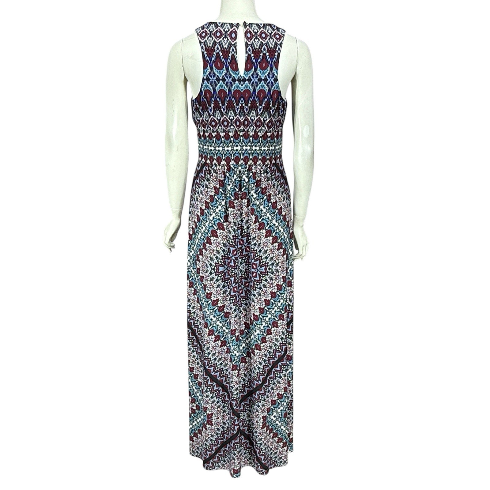 London Times Dress Womens 6 Maxi Mandala Ikat Boho Festival Kaleidoscope Trop