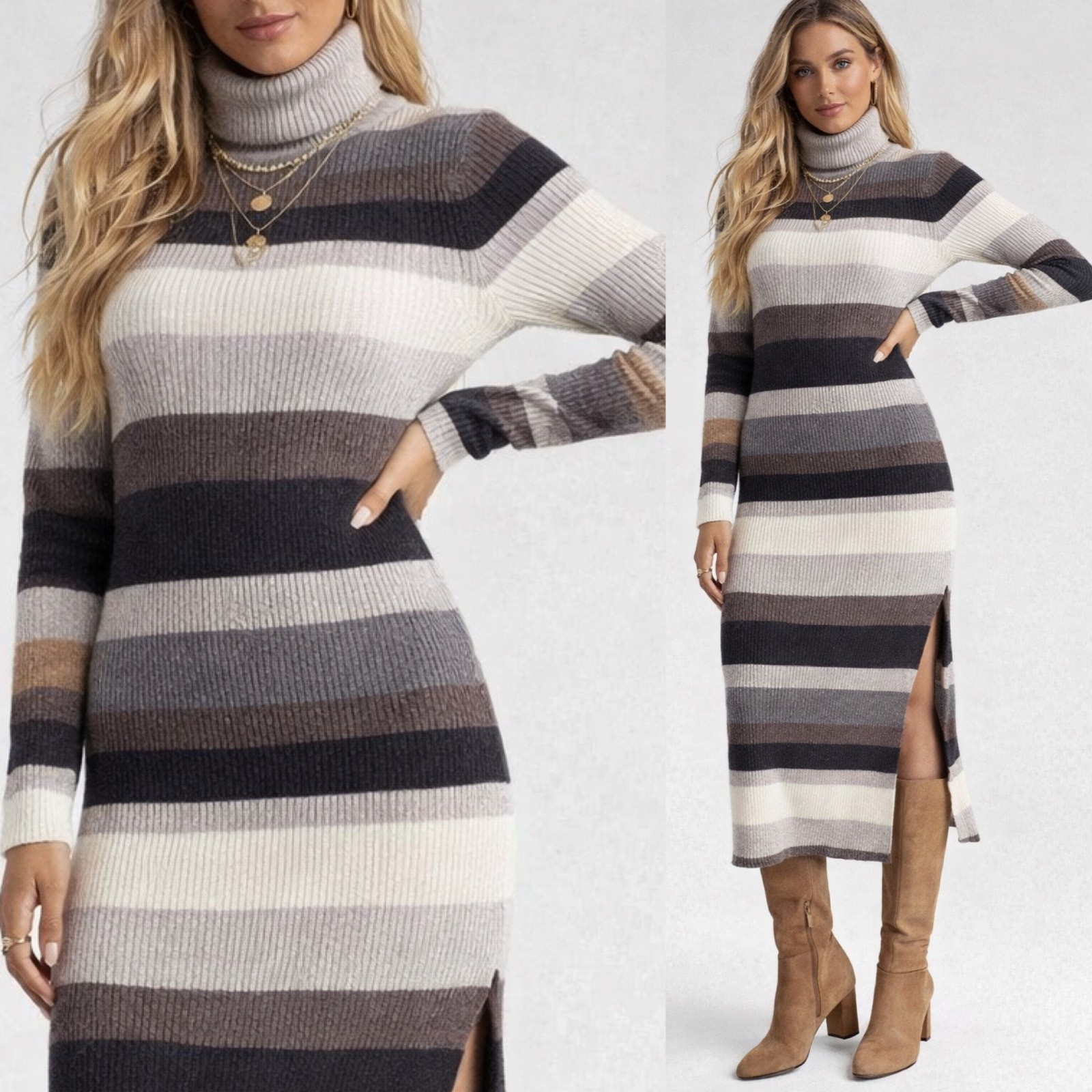 Charter Club cashmere sweater dress midi turtleneck soft cozy ribbed Small
