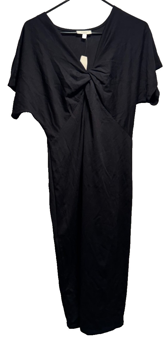 NWT Studio B Bobeau Black Aubri Twist Knit Dress Short Sleeve Small