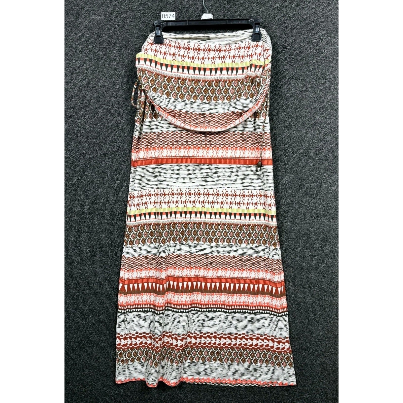 Athleta Aztec Print Beaded Strapless Maxi Dress Womens Size L Western