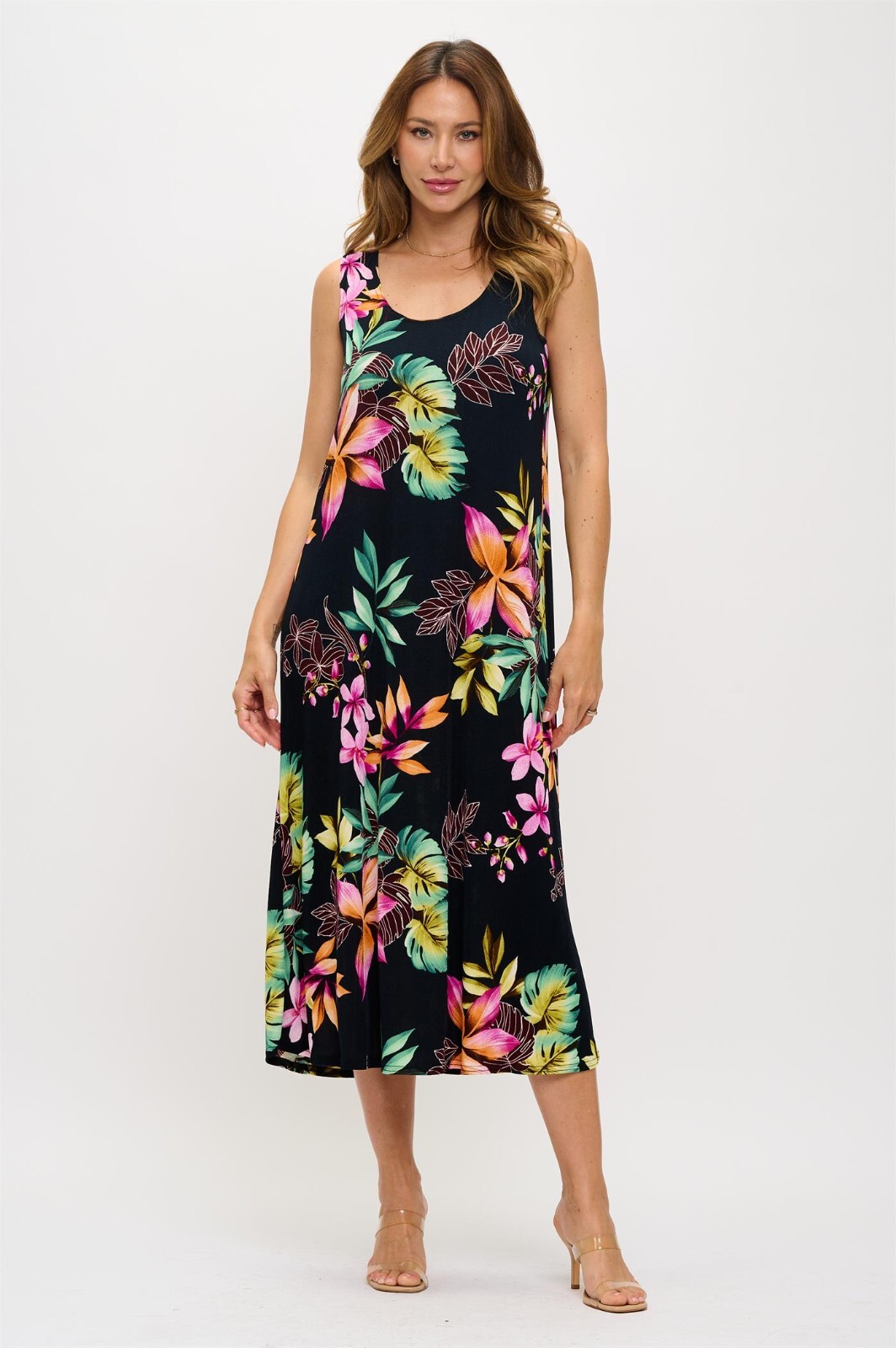 Jostar, Travel Knit Dress, long A-Line, Tank, Stretchy NO-IRON poly/span. 479