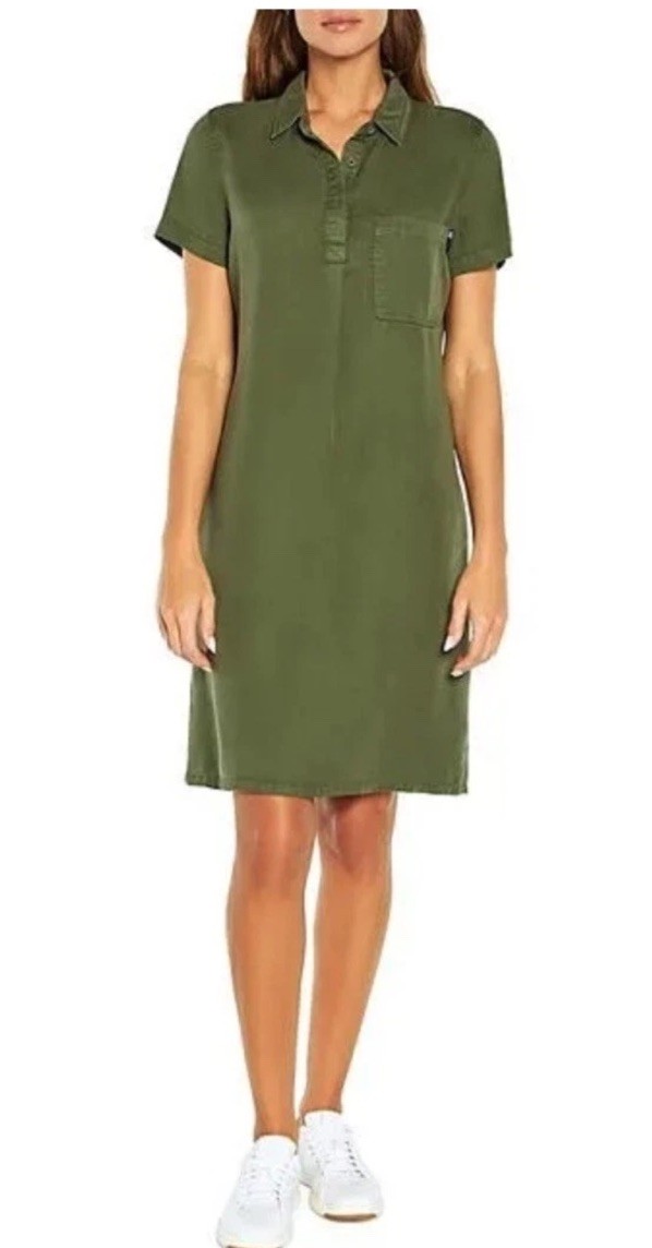 New GAP Size XS Womens Lightweight Relaxed Fit Pocketed Tencel Dress Green (D8)
