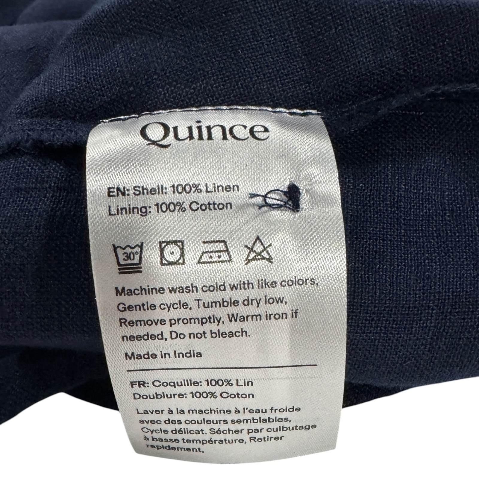 Quince 100% European Linen Fit Flare Midi Dress Deep Navy Women’s M