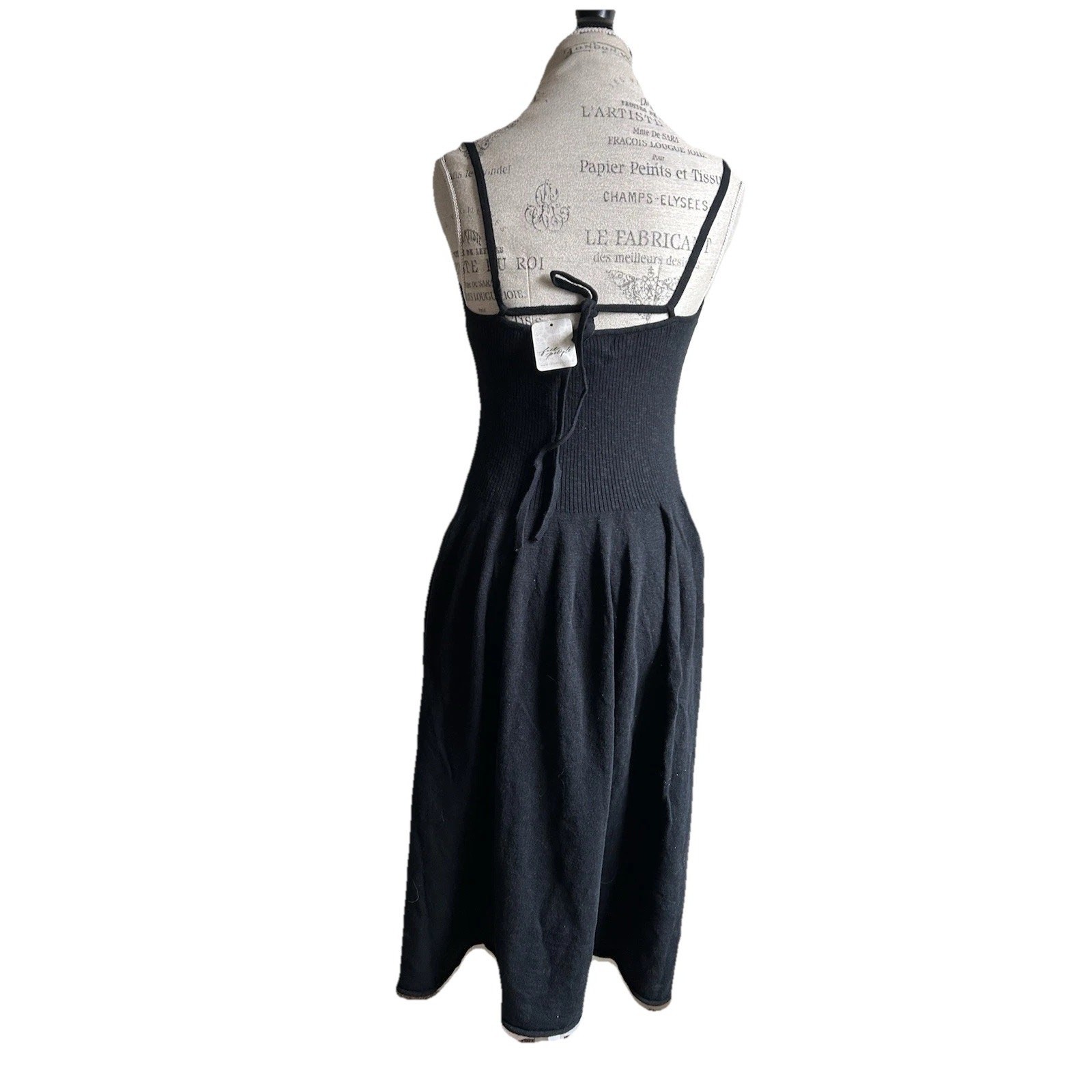 Free People Beach Midi Sweater Dress Womens M Black Knit Drop Waist Boho NWT