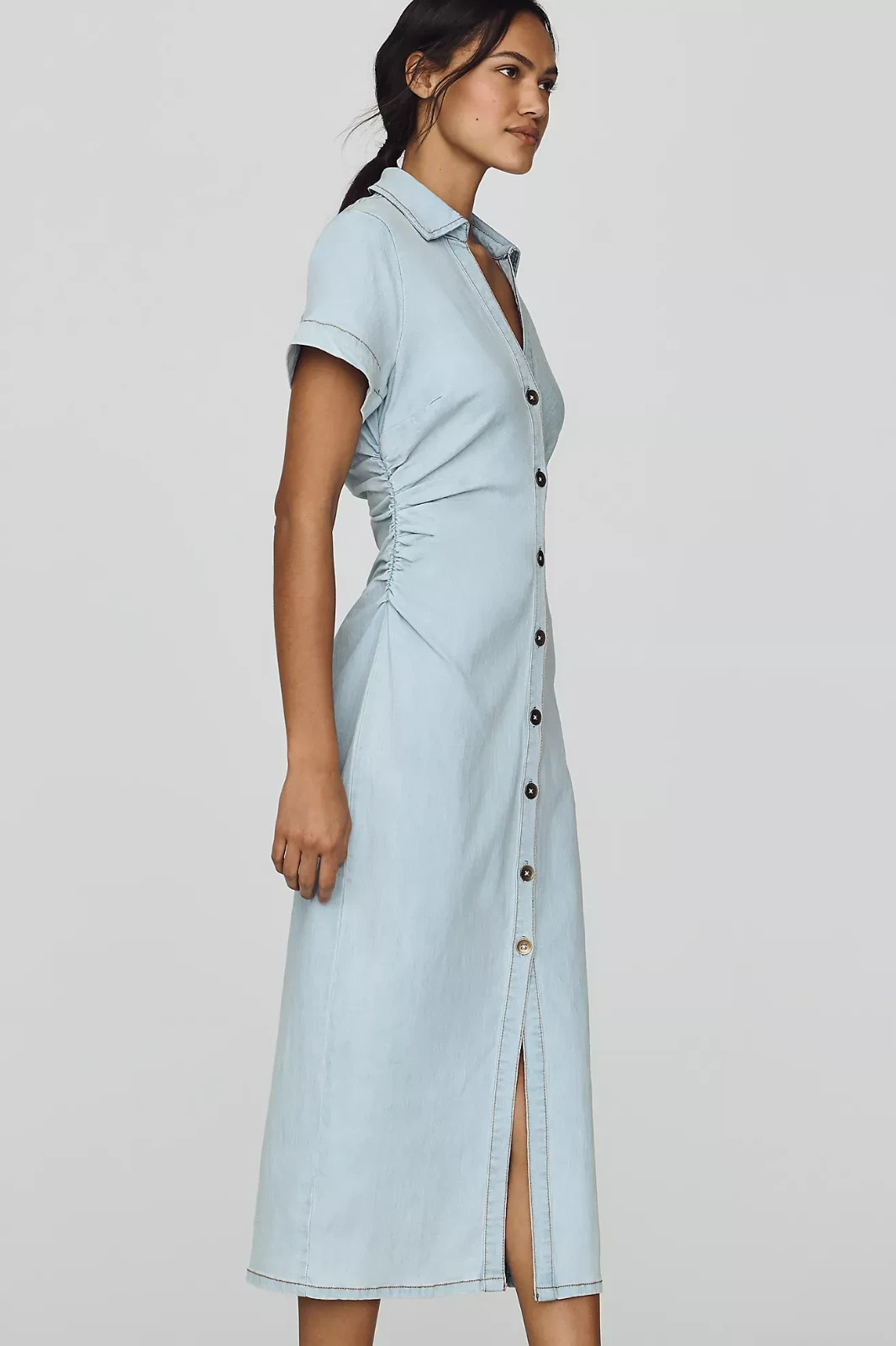 Anthropologie- Greer Denim Midi Shirt Dress by Pilcro