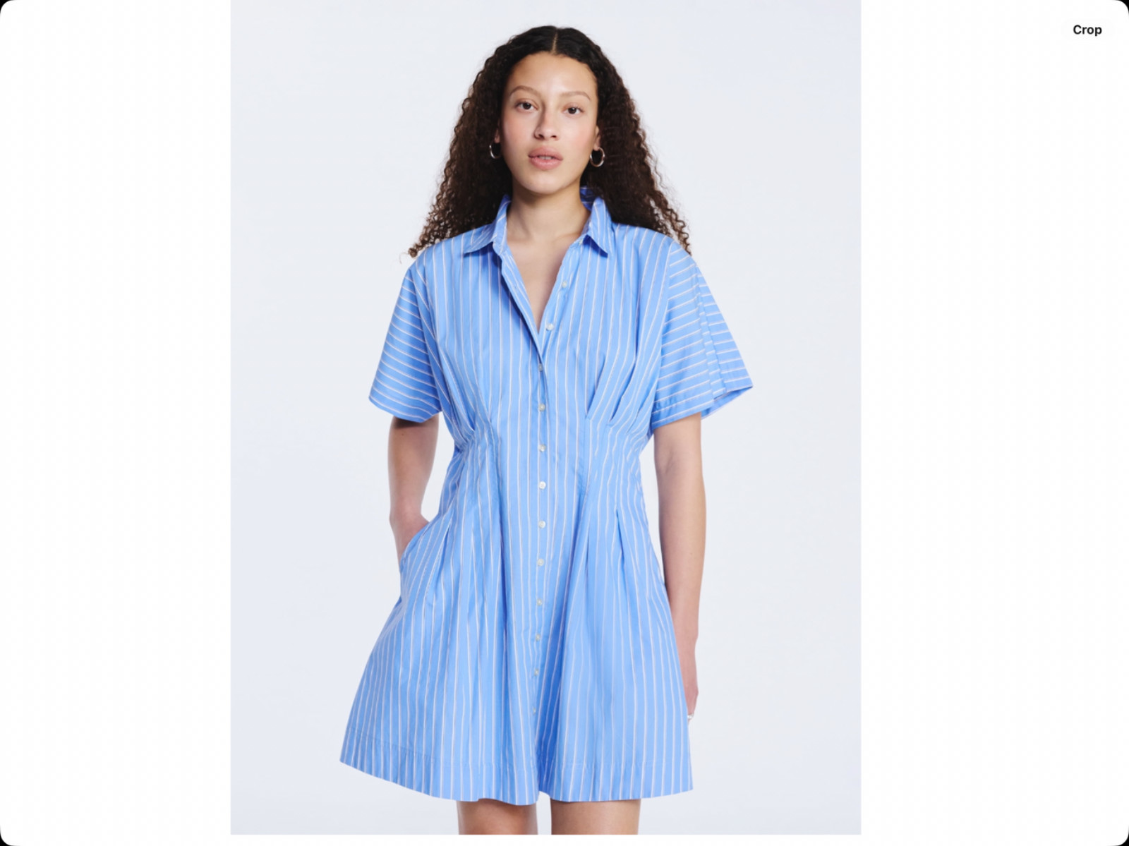 Free Assembly Blue Striped Cotton Corset Mini Shirtdress Women’s Size M NWT