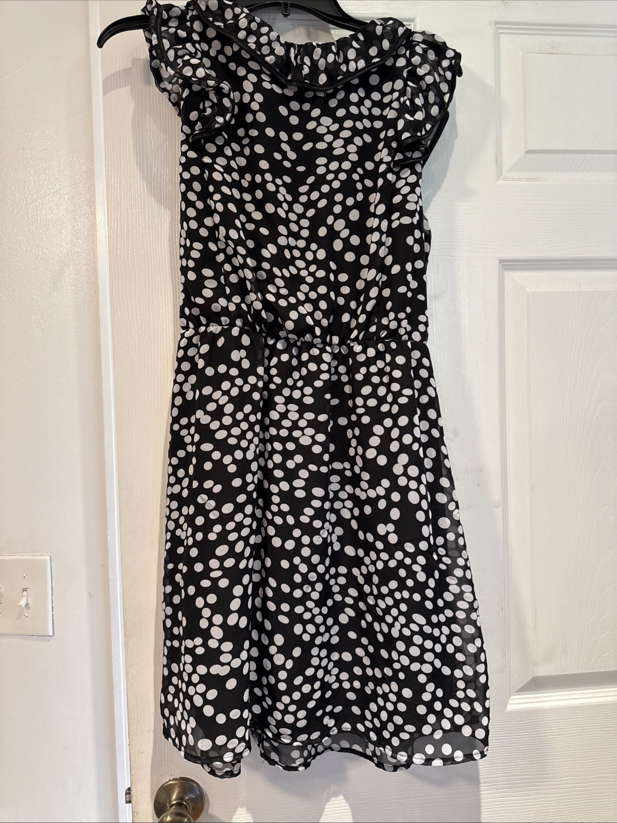 I Z Buyer Womens Sun dress SZ XL Black White Polka Dot I11