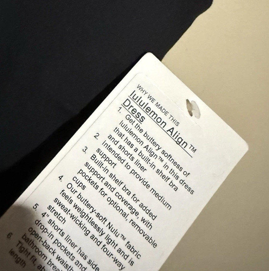 NWT Lululemon Size 2 Align Dress BLK Black $148