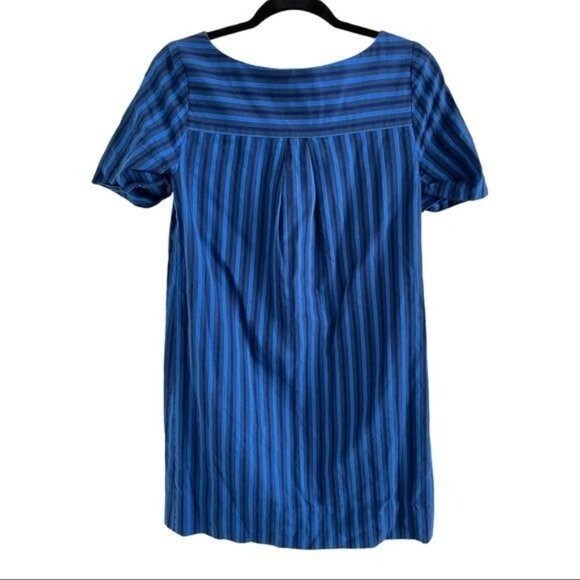 HD IN PARIS Anthropologie Blue Striped Shift Dress Short Sleeve Size 2