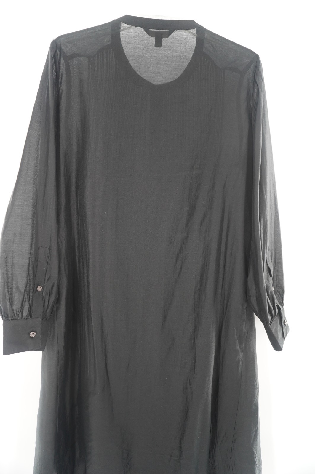 Banana Republic Black Sheer Chiffon Pintuck Shirt Dress 2Piece Set Slip Line SzM