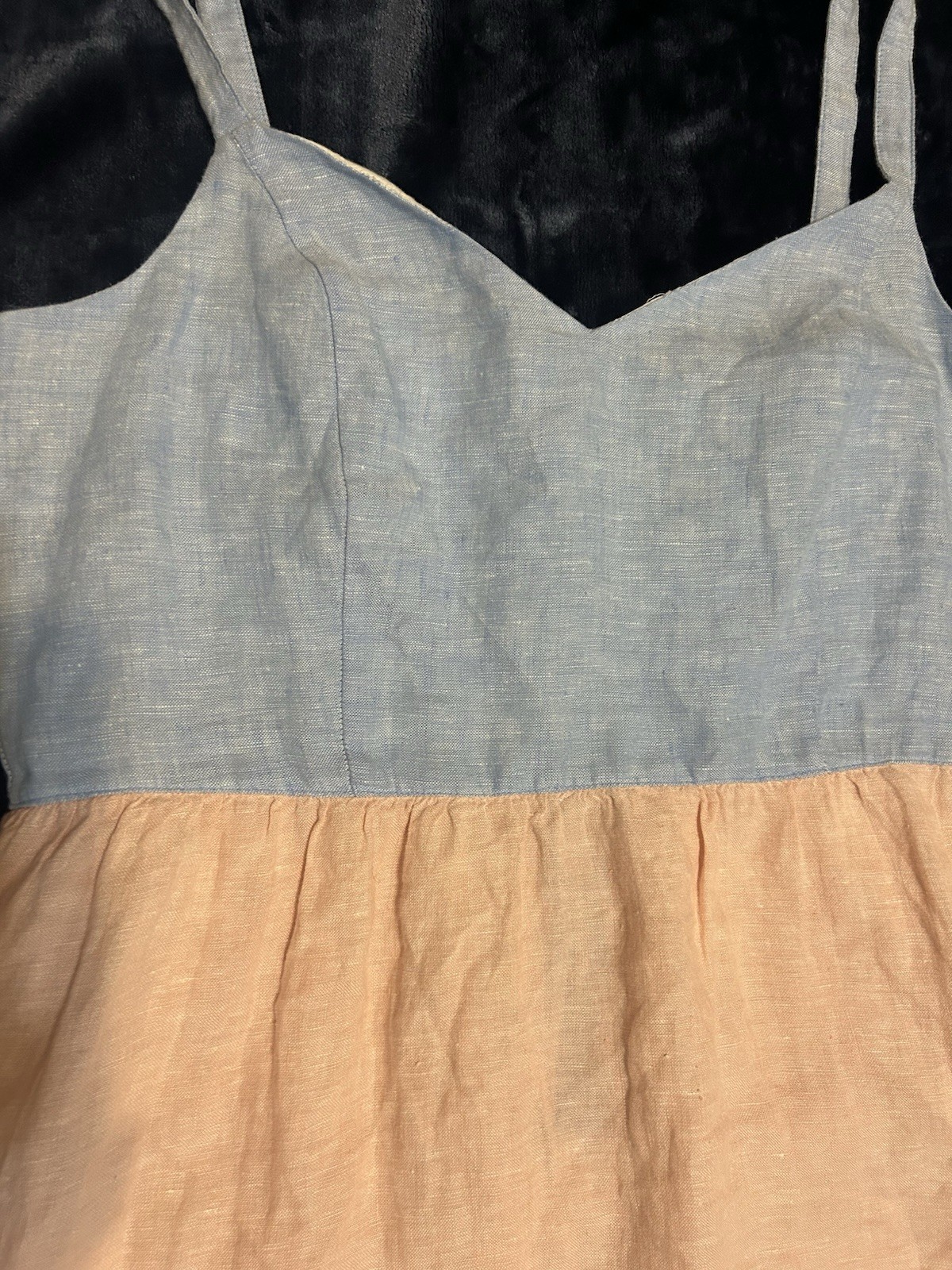 Cynthia Rowley Linen Colorblock V-Neck Strappy Short Sundress Size S. 100% line