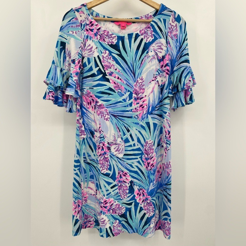 Lilly Pulitzer Lula Dress in Mr Peacock Blue Tweethearts XS