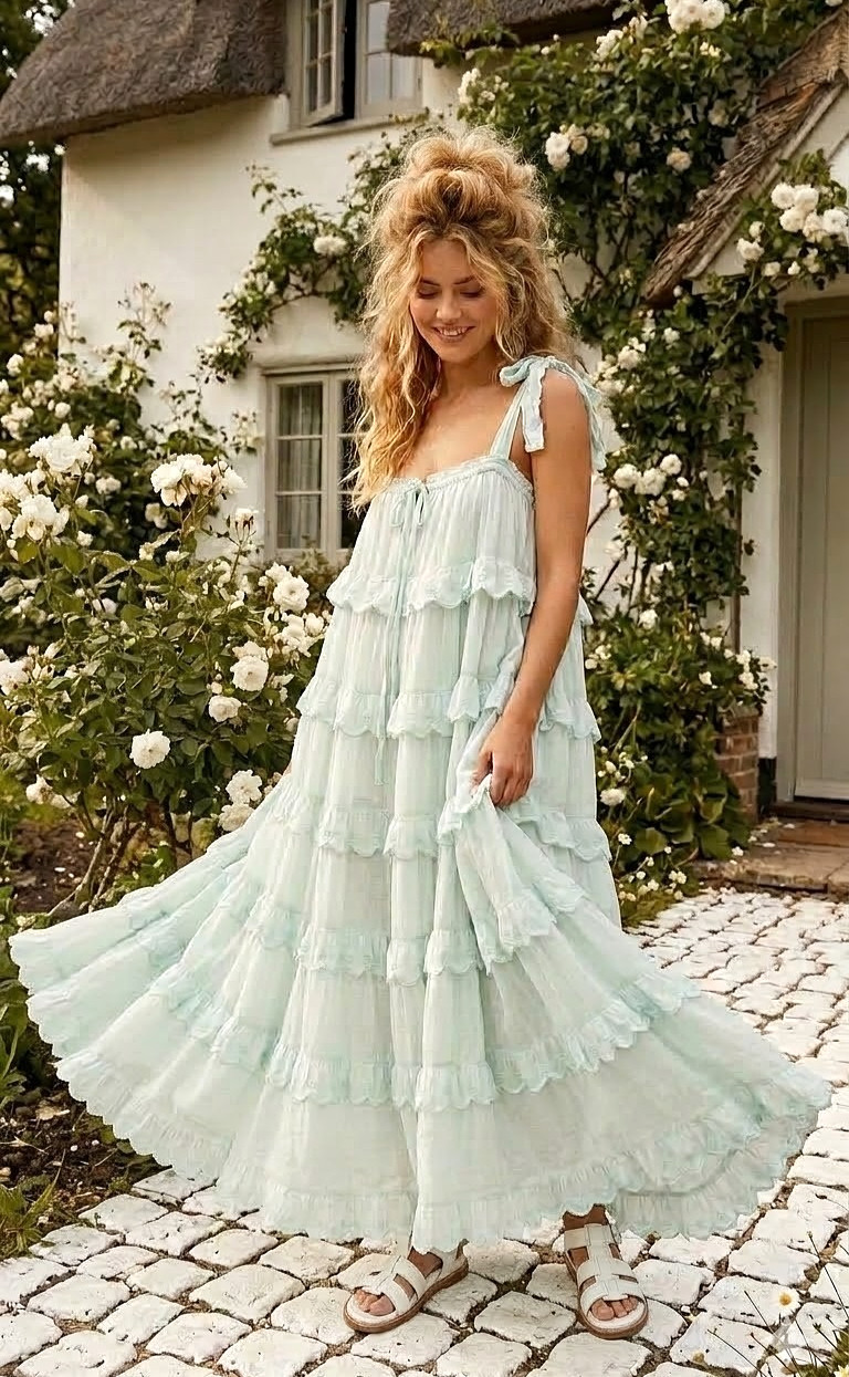 Innika Choo ~ Iva Biigdres Scallop Maxi Gown Dress Butter Creme 3 ~ 14 16 18 20