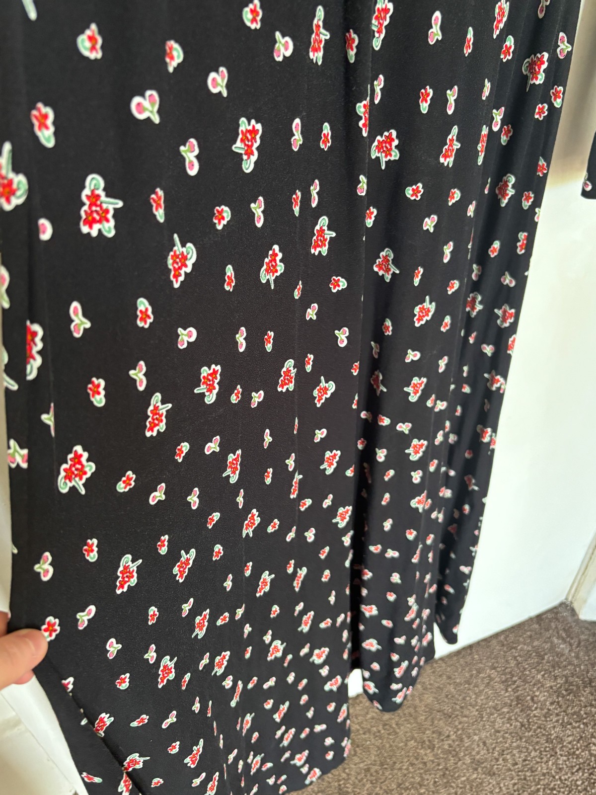 Boden Black Floral Midi Dress 12R – Sweetheart, Boho, whimsy, Summer, Jersey VGC