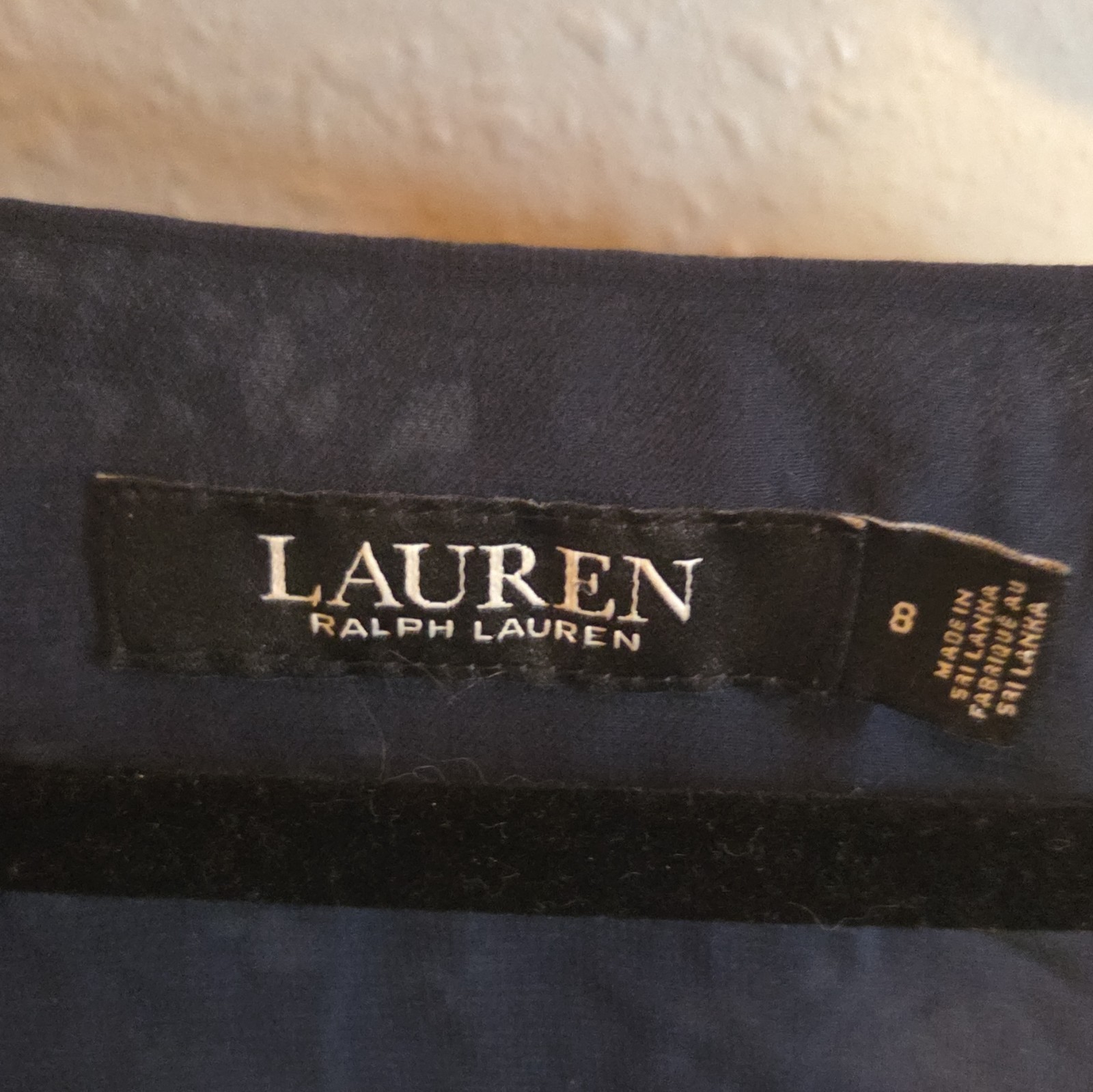 Lauren Ralph Lauren Maxi Dress Long Blue/Gray Geo V-Neck Ruffle Sz 8