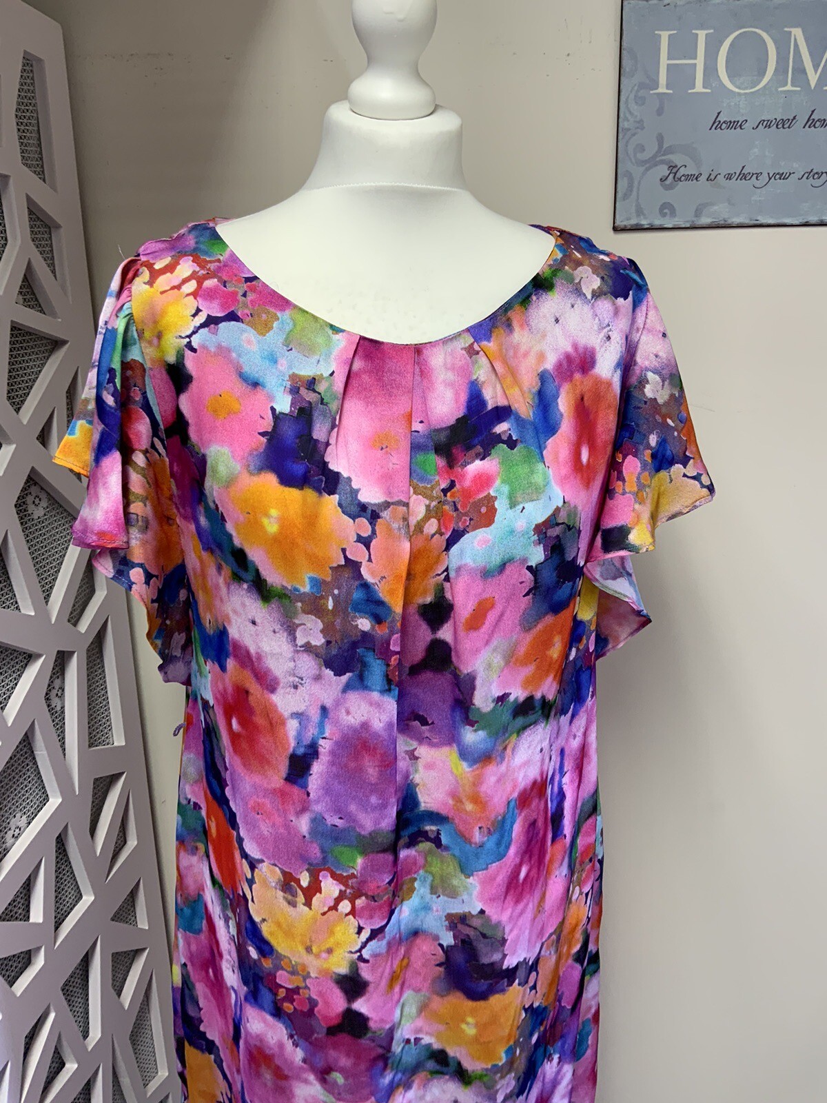 M&Co Dress Size 14 Lightweight Satin Style Fabric Short Sleeves