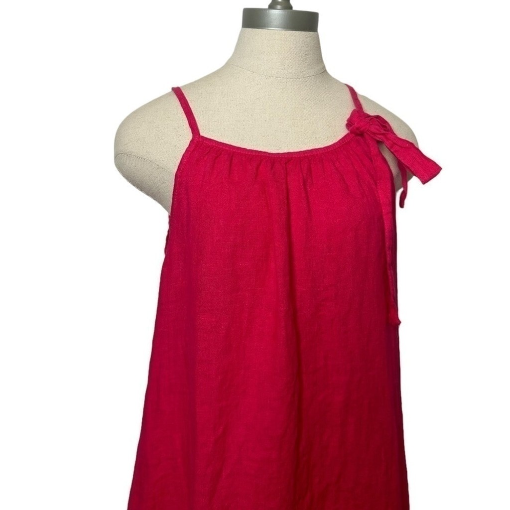 Lungo L’arno Women’s Pink Linen Dress Made In Italy Summer Beach Casual Small