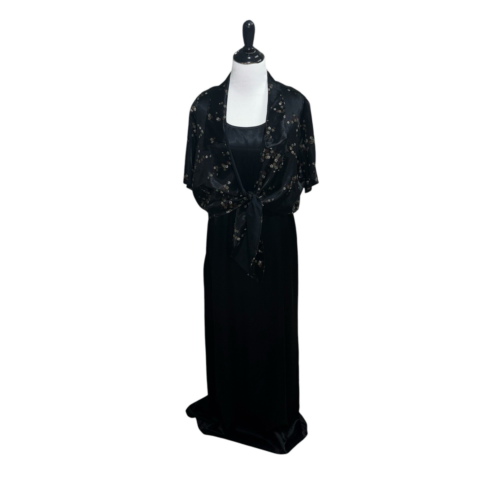 II Real Women’s Size 14 Evening Maxi Dress and Bolero Jacket Set Silk Look 1980s
