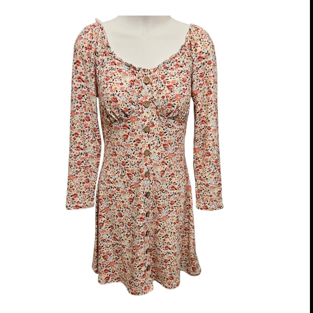 NWT No Boundaries Floral Milkmaid Mini Dress L (11-13) Cottagecore Boho Chic