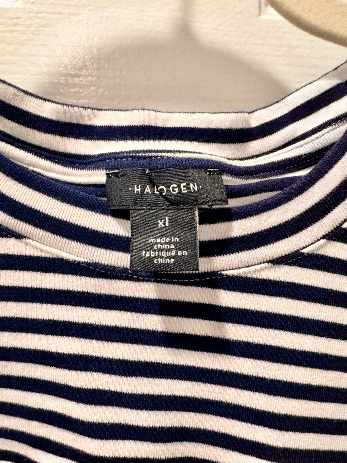 Halogen Stripe Twist Detail Stretch Cotton T-Shirt Dress