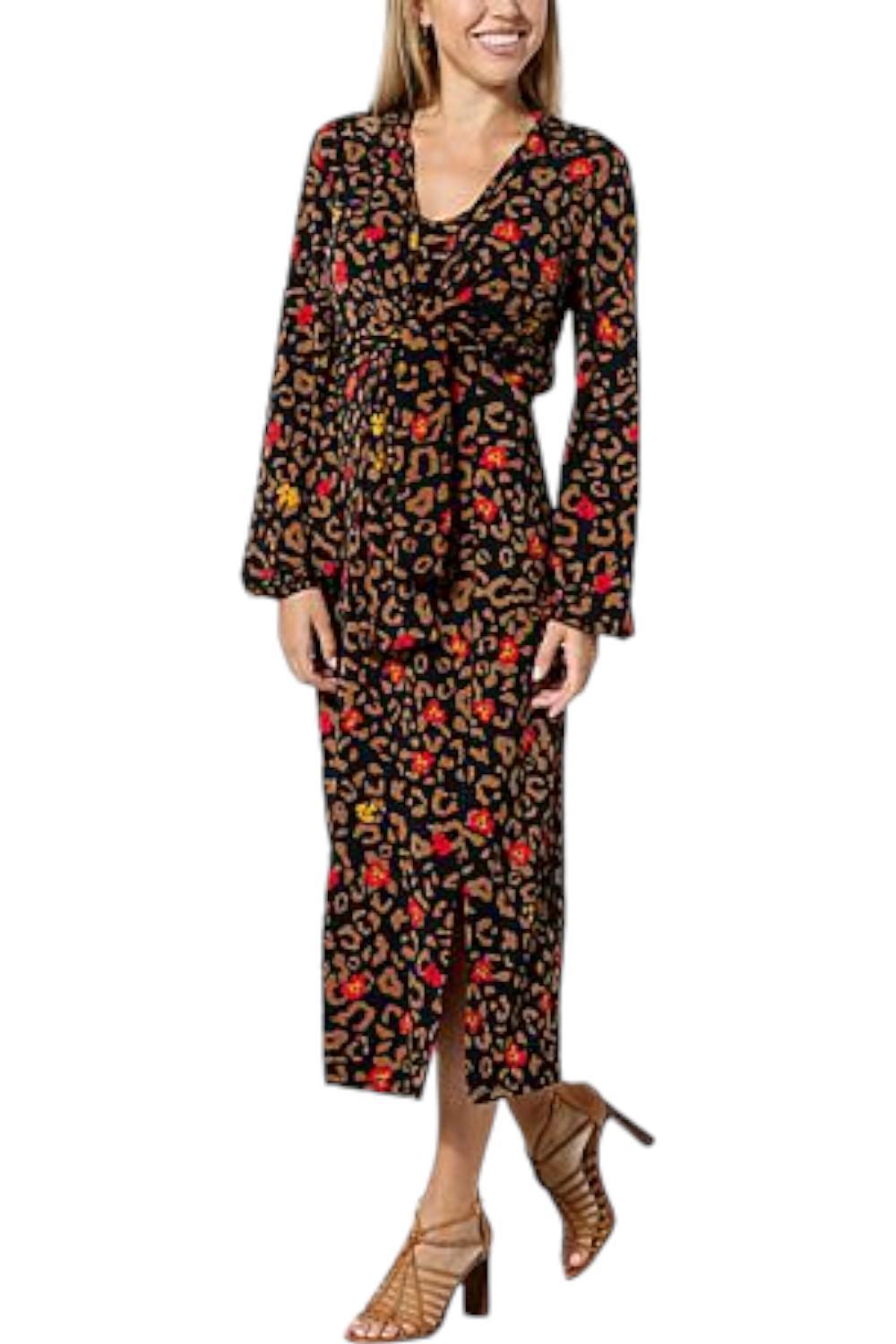 IMAN Global Chic Runway Jersey Dress & Tie Front Topper Set Brown