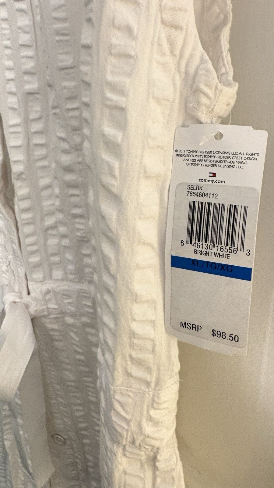 NWT Tommy Hilfiger white textured midi shirt dress sleeveless bow button XL