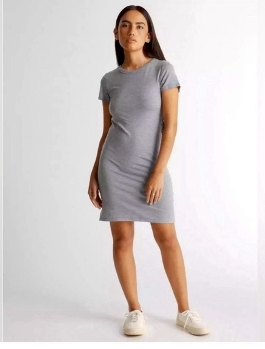 QUINCE Womens Gray T-Shirt Dress Size M Crew Neck Everyday Basic