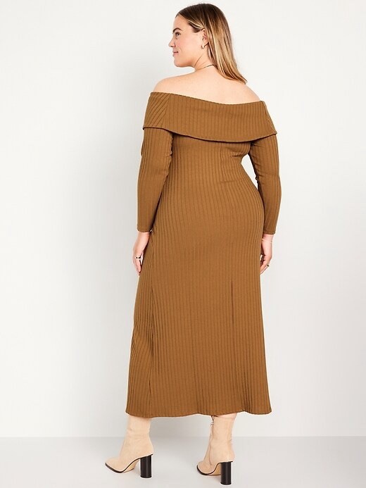 NWT Old Navy Women’s XXL Rib Knit Off Shoulder Maxi Dress Camel Brown