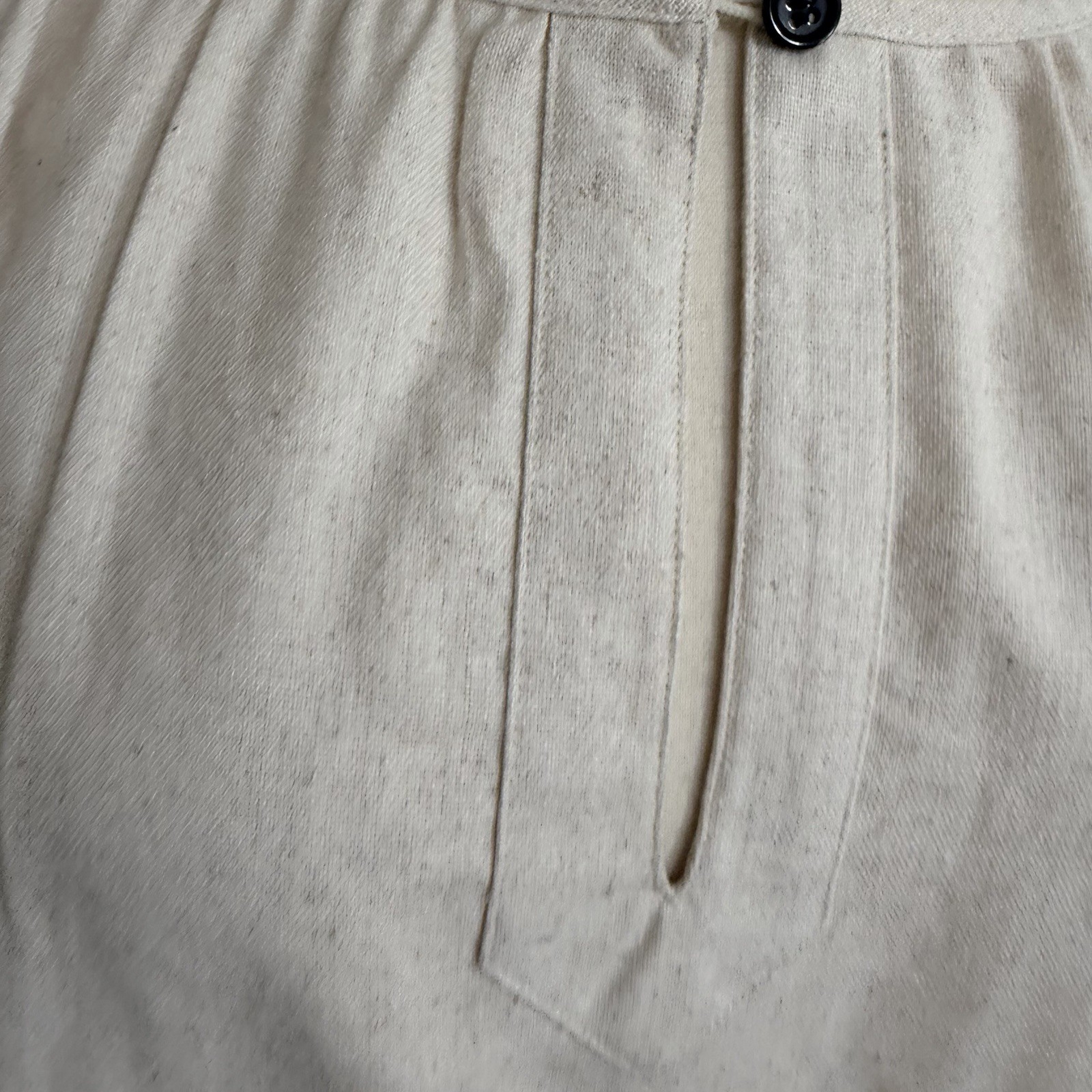 Ivory Linen & Cotton Blend Shirt Dress Midi Popover 3/4 Balloon Sleeve