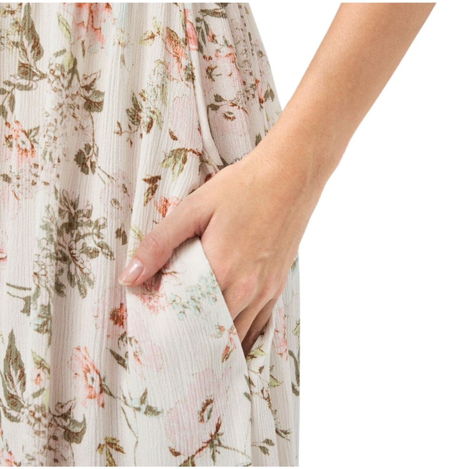 Frye white floral midi sleeveless prairie cottagecore dress sz L
