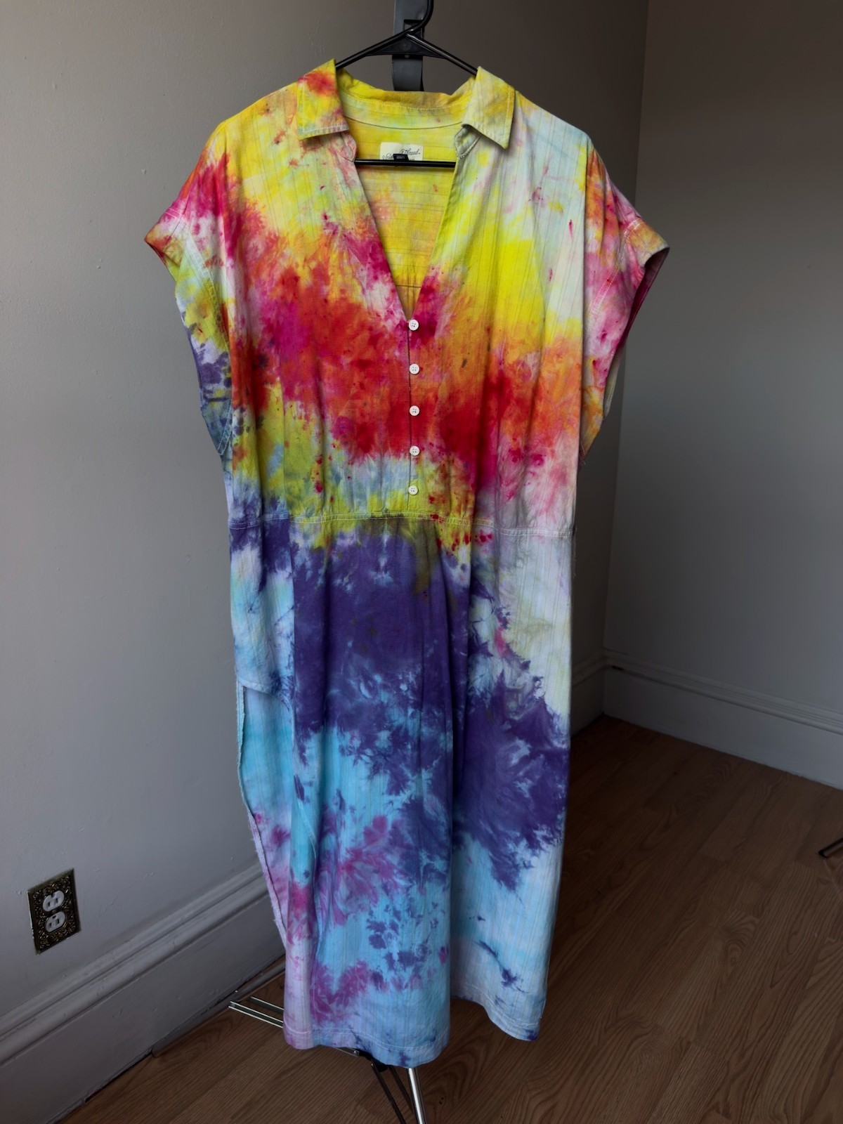 Tie Dye Women’s Dress XL -Xxl Rainbow Concert Festival Party Cotton Slip On