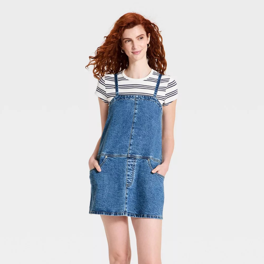 Women Tank Mini Denim Dress – Universal Thread Medium Wash M