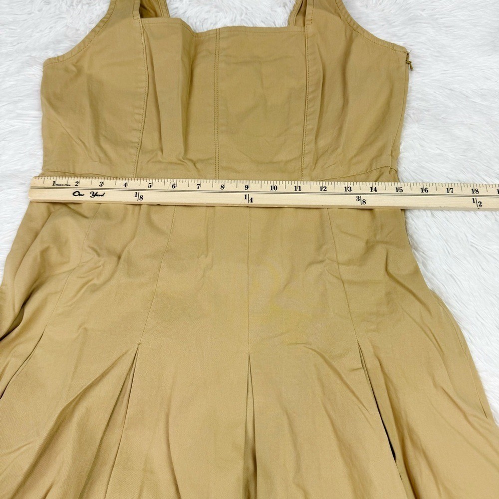 J Crew size 8 sleeveless square neck Pleated A-line chino dress in honey brown