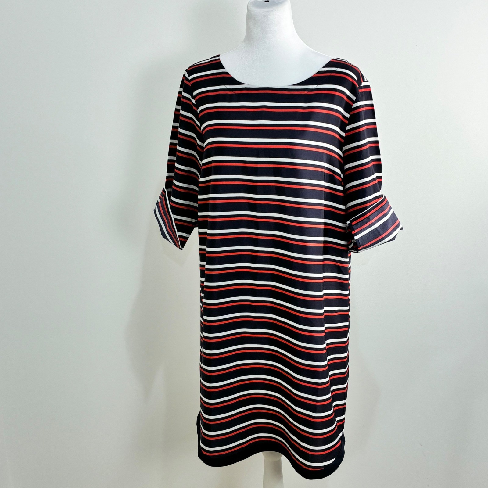 Gap Shift Dress Striped Polyester Navy Red White Nautical Preppy Small