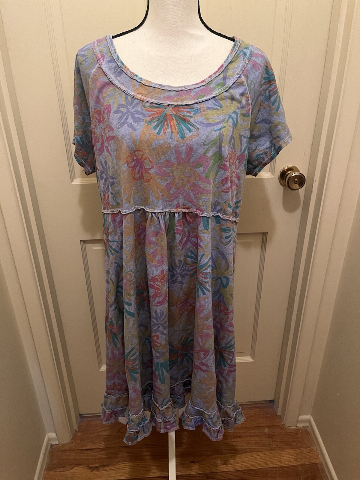 FRESH PRODUCE Vintage Purple FLORAL Spring Summer Dress 1X USA