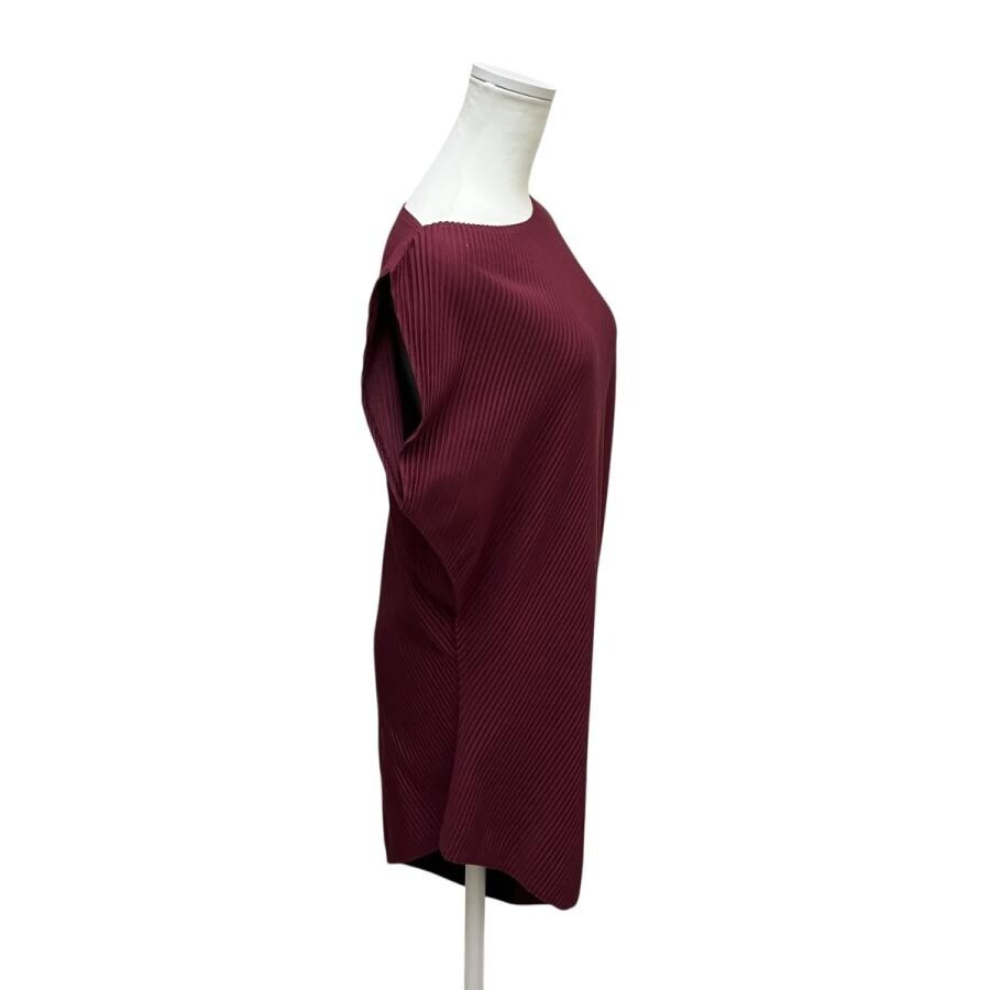 ISSEY MIYAKE Twisted Pleats Dress Maroon Size 3 Authenticated Authentic
