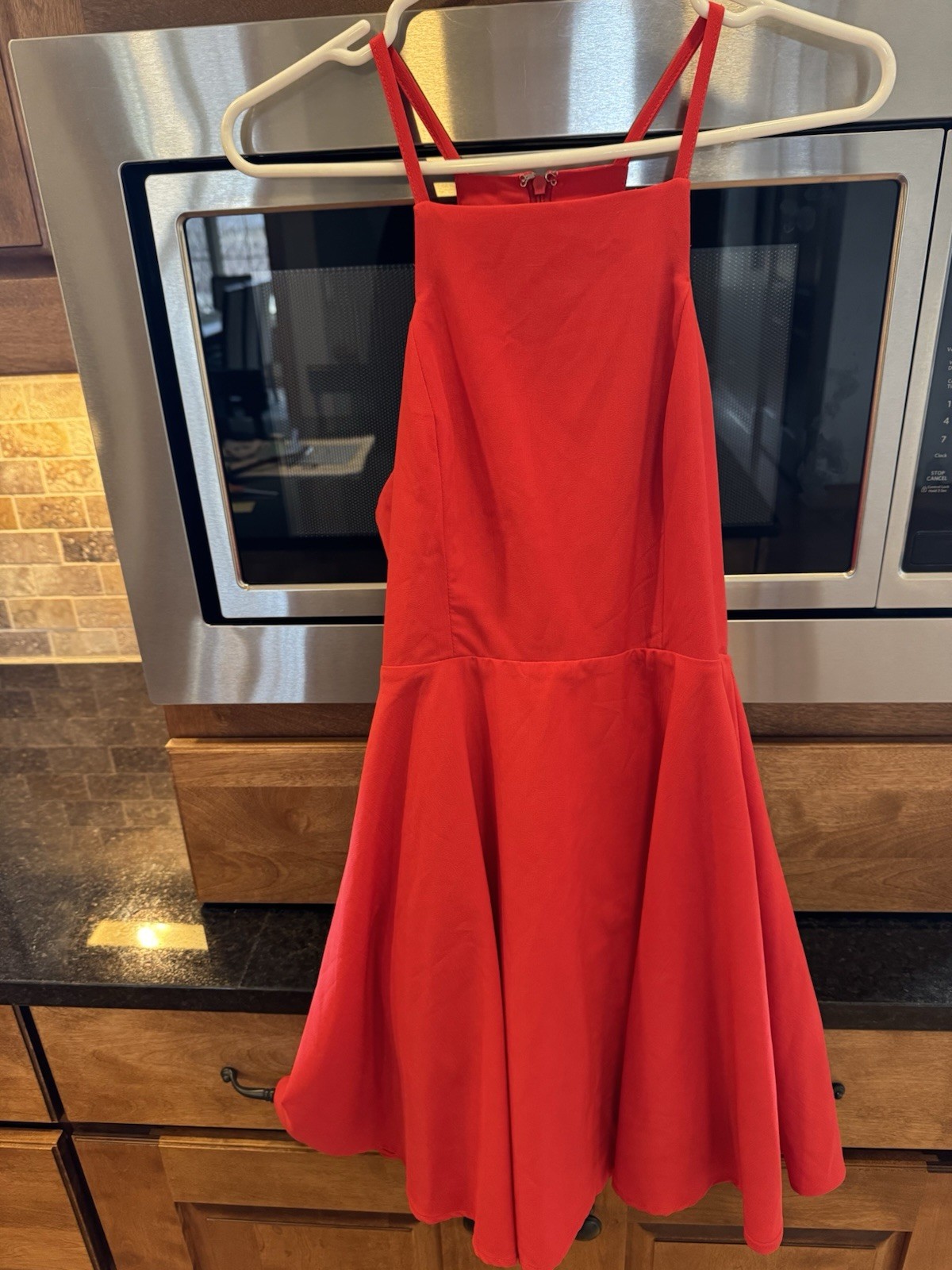 Lulus Women’s Red Polyester Spaghetti Strap Dress Zipper Closure Size Medium