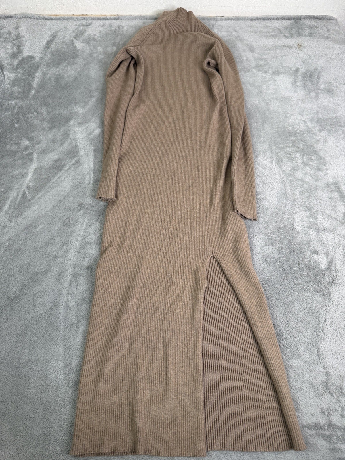 Quince Eco-Knit Ribbed Mock Neck Sweater Dress Women’s Size Small Beige
