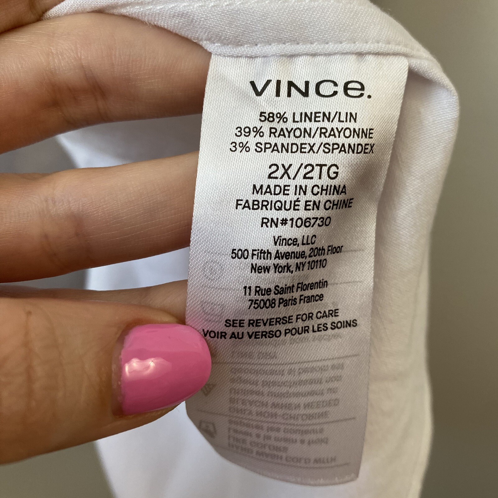 Vince Linen Blend Tie Waist Shirt Dress Optic White 2X