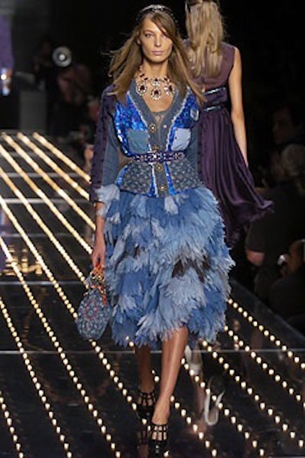 Louis Vuitton Runway Blue Sequin Ruffle Stunning Jacket/Skirt!!