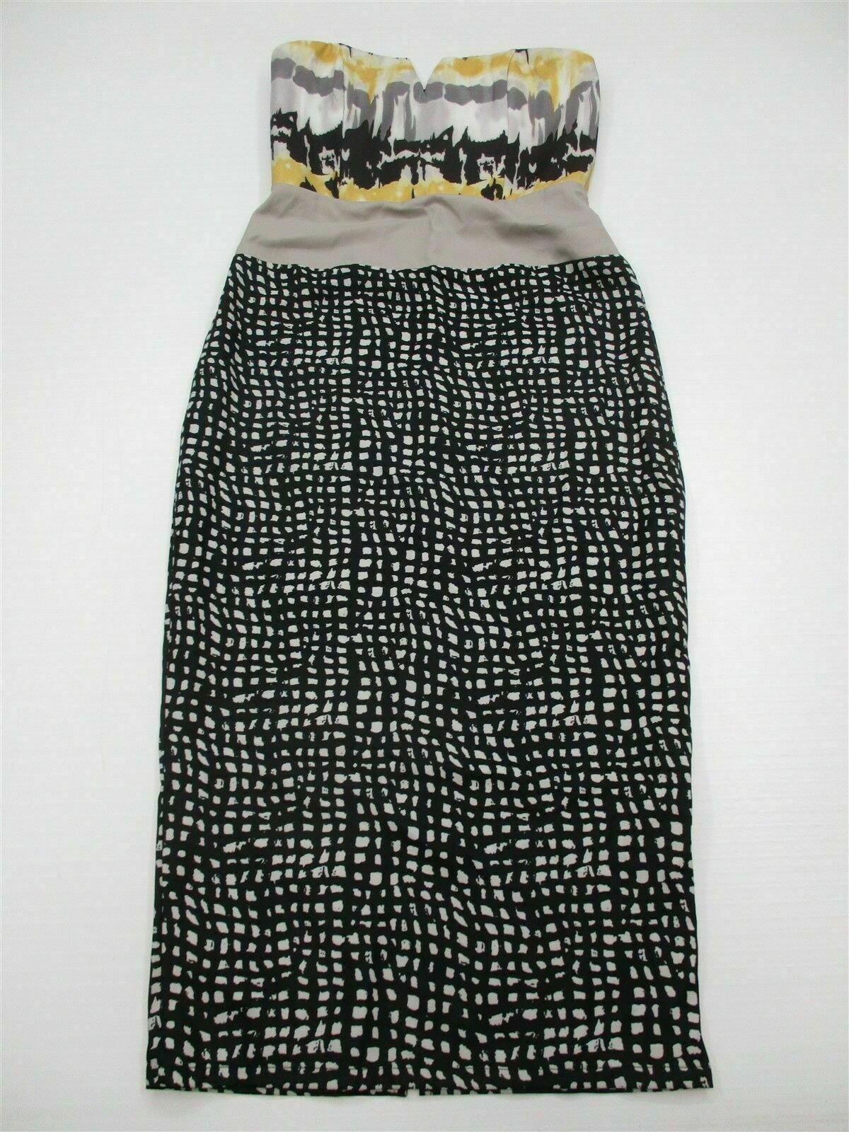 new MDS Women’s Size M V-Cut Strapless Yellow/Black Pencil Cocktail Dress DR1251