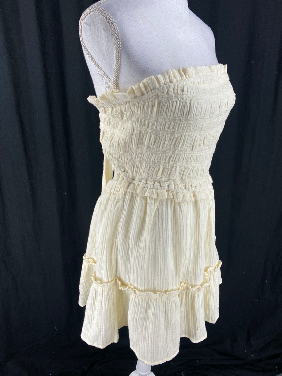 Sea New York Sophie Solid Strapless Smocked Cover Up Bodice Dress Womens M Cream
