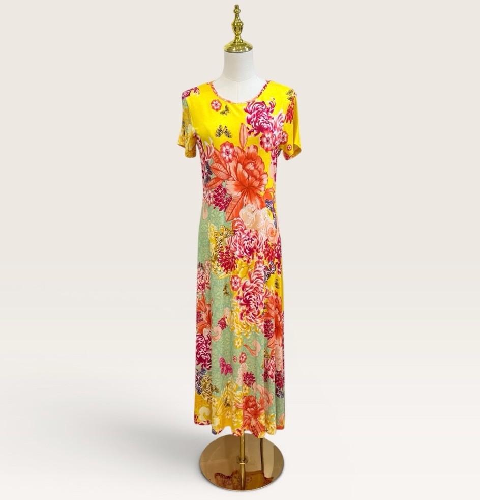 Johnny Was The Janie Favorite Cap Sleeve Midi Dress Charlie Floral Yellow XSmall