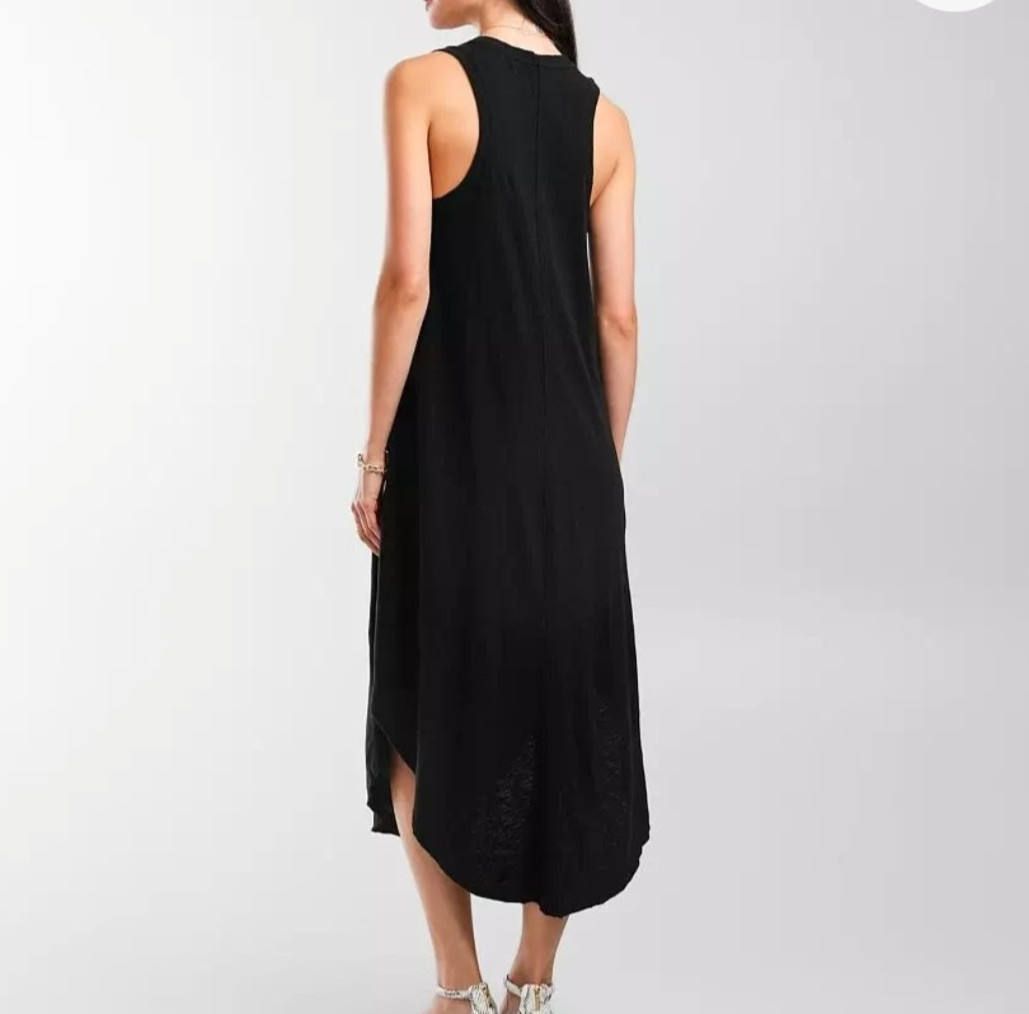 Z Supply The Reverie Sleeveless V-neck Midi Dress in Black Minimalist Women’s S