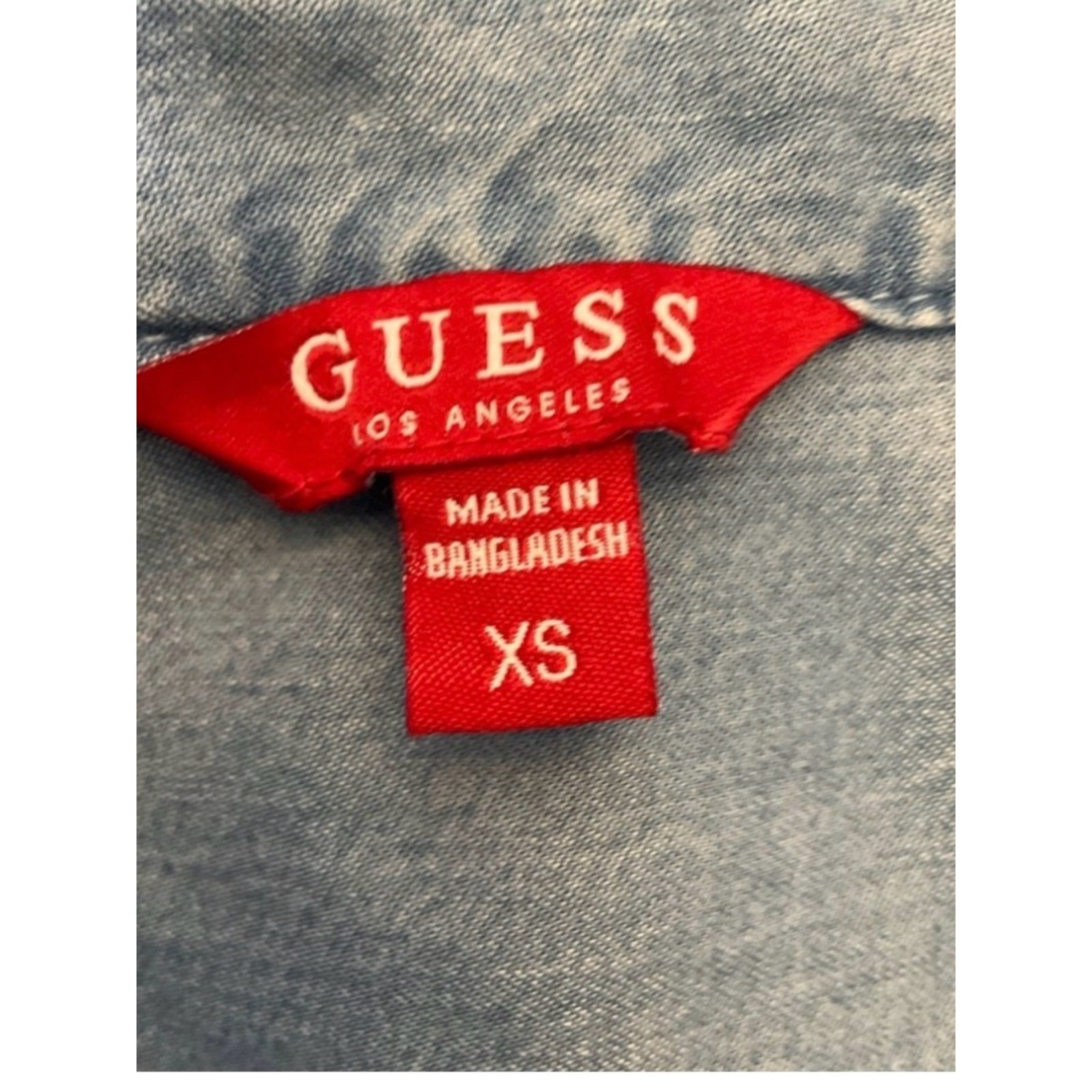 Guess Women’s Light Blue V-Neck Short Sleeve Chambray Mini Dress belt XS