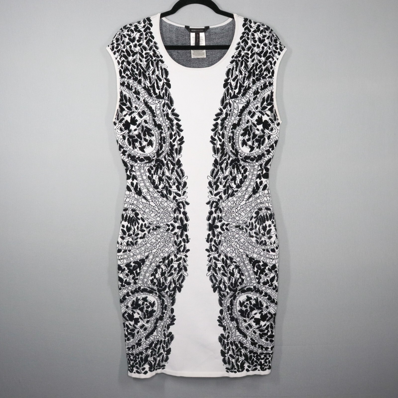 BCBGMAXAZRIA Bodycon Dress Womens Large Embroidered-Filigree Diamond Jacquard
